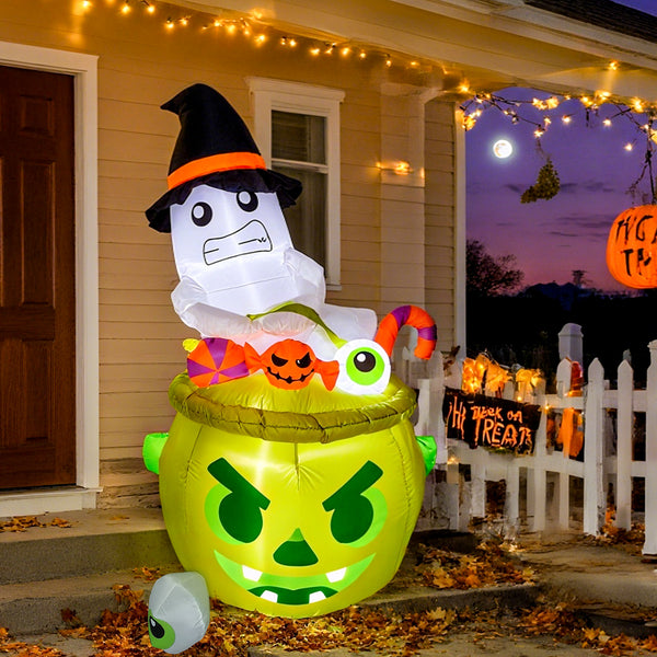 Bmag 6FT Halloween Inflatables Outdoor Decorations, Whimsical Inflatable Ghost Halloween Decor with Built-in 3 LEDs