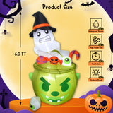 Bmag 6FT Halloween Inflatables Outdoor Decorations, Whimsical Inflatable Ghost Halloween Decor with Built-in 3 LEDs