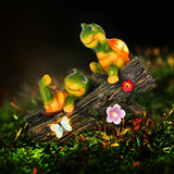 Garden Turtle Statue Outdoor Decorations, Solar Garden Figurines Sweet Frog Face Turtles Decor