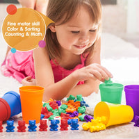 Bmag 36 Counting Bears With Matching Sorting Cups, Preschool Learning Toys Color Recognition Educational Math Games Toy Gift for Kids