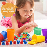 Bmag 36 Counting Bears With Matching Sorting Cups, Preschool Learning Toys Color Recognition Educational Math Games Toy Gift for Kids