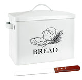 POZIEA Extra Large Farmhouse Bread Box with Bread Knife, Bread Storage for Kitchen Countertop Holds 2+ Loaves of Bread, Metal Storage to Keep Bread, Cookies, Bagels, Rolls Fresh