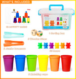 BMAG Counting Bears with Matching Sorting Cups,Pre-School Math Learning Games with 2 Dices,Color Recognition STEM Educational Toy