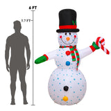 MVP BOY Christmas Inflatable Snowman with Gentleman Hat Yard Decorations, 6FT Giant Blow up Snow Man Christmas Decor with Rotating LED Lights for Indoor Outdoor Xmas Party Home Garden Lawn Patio