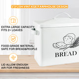 POZIEA Extra Large Farmhouse Bread Box with Bread Knife, Bread Storage for Kitchen Countertop Holds 2+ Loaves of Bread, Metal Storage to Keep Bread, Cookies, Bagels, Rolls Fresh