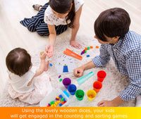 BMAG Counting Bears with Matching Sorting Cups,Pre-School Math Learning Games with 2 Dices,Color Recognition STEM Educational Toy
