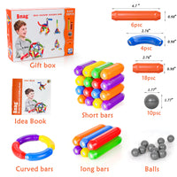 BMAG 38 PCS Magnetic Balls and Rods Set , Magnet Building Sticks Set, Building Blocks Tiles, STEM Stacking Toys