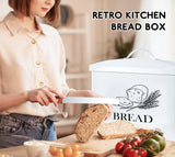 POZIEA Extra Large Farmhouse Bread Box with Bread Knife, Bread Storage for Kitchen Countertop Holds 2+ Loaves of Bread, Metal Storage to Keep Bread, Cookies, Bagels, Rolls Fresh