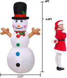 WOGOON Christmas Inflatable Snowman Decorations, Blow Up Snowman with Interior Rotating LED Lights Xmas Winter Holiday Decor for Yard