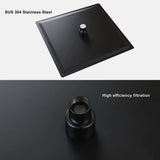 Rain Shower Head, 16 Inch Large Rainfall Waterfall Shower Head Made of 304 Stainless Steel, High Pressure Square Showerhead with Silicone Nozzle, Matte Black Finish
