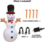 WOGOON Christmas Inflatable Snowman Decorations, Blow Up Snowman with Interior Rotating LED Lights Xmas Winter Holiday Decor for Yard