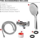High Pressure Handheld Shower Head, 6-Setting showerhead, Built-in Power Wash to Clean Tub, Tile & Pets, 60 Inches Stainless Steel Hose, Adjustable Bracket