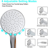 High Pressure Handheld Shower Head, 6-Setting showerhead, Built-in Power Wash to Clean Tub, Tile & Pets, 60 Inches Stainless Steel Hose, Adjustable Bracket