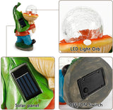 WOGOON Garden Gnome Statue Outdoor Decor, Resin Gnome Figurine Holding Bright Solar-Powered Light Up Glass Orb, Outside Decorations Spring Autumn Art Sculpture Ornaments for Patio Yard Lawn Pond