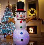 WOGOON Christmas Inflatable Snowman Decorations, Blow Up Snowman with Interior Rotating LED Lights Xmas Winter Holiday Decor for Yard