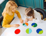 Bmag 186 Pcs Magnetic Fraction Tiles and Circles, Educational Math Manipulatives Learning Games for Elementary School, Fraction Strips & Bars Toys with Bonus Storage Bag