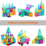 Neoformers Magnetic Building Tiles, 110 Pcs 3D Magnetic Building Blocks Set for Kids, STEM Educational Preschool Magnet Toys for Toddlers Boys Girls 3 4 5 6 7 8 Year Old with 2 Cars
