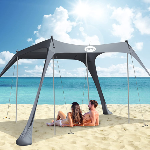 Beach Tent, Upgrade Pop up Sun Shade Tent for 3-4 Adults, UPF50+ Outdoor Shade Canopy for Beach, Camping, Fishing, Backyard and Picnics.