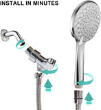 High Pressure Handheld Shower Head, 6-Setting showerhead, Built-in Power Wash to Clean Tub, Tile & Pets, 60 Inches Stainless Steel Hose, Adjustable Bracket