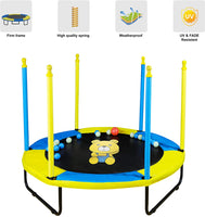60" Trampoline for Kids, 5FT Indoor Outdoor Trampoline with Enclosure Net, Mini Baby Toddler Trampoline with Basketball Hoop, Recreational Trampolines Birthday Gifts for Children.