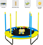 60" Trampoline for Kids, 5FT Indoor Outdoor Trampoline with Enclosure Net, Mini Baby Toddler Trampoline with Basketball Hoop, Recreational Trampolines Birthday Gifts for Children.