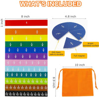 Bmag 156 Pcs Magnetic Fraction Tiles and Circles, Educational Math Manipulatives Learning Games for Elementary School, Fraction Strips & Bars Toys with Bonus Storage Bag
