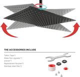 Rain Shower Head, 12 Inch Large Rainfall Waterfall Shower Head Made of 304 Stainless Steel, High Pressure Square Showerhead with Silicone Nozzle, Matte Black Finish