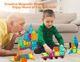 Neoformers Magnetic Building Tiles, 110 Pcs 3D Magnetic Building Blocks Set for Kids, STEM Educational Preschool Magnet Toys for Toddlers Boys Girls 3 4 5 6 7 8 Year Old with 2 Cars