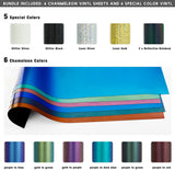 NEOFORMERS Chameleon Heat Transfer Vinyl Bundle, 12 Packs 12” x 10” HTV Glitter Laser Reflective Rainbow Iron on Vinyl