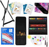 Lvoees Acrylic Paint Set, 49 PCS Professional Painting Supplies, 24 Colors with 12 Paint Brushes, Metal Easel, Canvases, Palette, Paint Knives, Acrylic Pad, Art Sponges for Beginners and Hobbyists