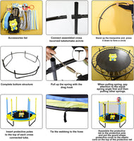 60" Trampoline for Kids, 5FT Indoor Outdoor Trampoline with Enclosure Net, Mini Baby Toddler Trampoline with Basketball Hoop, Recreational Trampolines Birthday Gifts for Children.
