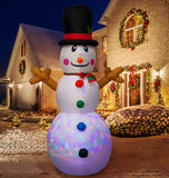 WOGOON Christmas Inflatable Snowman Decorations, Blow Up Snowman with Interior Rotating LED Lights Xmas Winter Holiday Decor for Yard