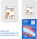 Lvoees Acrylic Paint Set, 49 PCS Professional Painting Supplies, 24 Colors with 12 Paint Brushes, Metal Easel, Canvases, Palette, Paint Knives, Acrylic Pad, Art Sponges for Beginners and Hobbyists