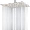 Rain Shower Head, 16 Inch Rainfall Waterfall Shower Head, Stainless Steel High Pressure Square Showerhead with Silicone Nozzle (16, Premium Chrome)