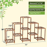 HIMAWEEK Plant Stand Indoor Outdoor, 3Tires 11 Potted Tall Large Wood Plant Shelf, Flower Holder Wooden Plant Rack Multiple Plants Display for Living Room Patio Garden Balcony Office