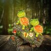 Garden Turtle Figurines Outdoor Decorations, Solar Powered Sweet Frog Face Turtles Resin Statue with 4 LED Lights, Garden Art Spring Fall Winter Christmas Decor for Patio Lawn Yard