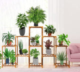 HIMAWEEK Plant Stand Indoor Outdoor, 3Tires 11 Potted Tall Large Wood Plant Shelf, Flower Holder Wooden Plant Rack Multiple Plants Display for Living Room Patio Garden Balcony Office
