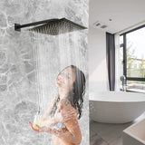 Rain Shower Head, 16 Inch Large Rainfall Waterfall Shower Head Made of 304 Stainless Steel, High Pressure Square Showerhead with Silicone Nozzle, Matte Black Finish