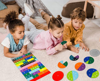 Bmag 186 Pcs Magnetic Fraction Tiles and Circles, Educational Math Manipulatives Learning Games for Elementary School, Fraction Strips & Bars Toys with Bonus Storage Bag