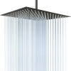 Rain Shower Head, 12 Inch Large Rainfall Waterfall Shower Head Made of 304 Stainless Steel, High Pressure Square Showerhead with Silicone Nozzle, Matte Black Finish