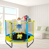 60" Trampoline for Kids, 5FT Indoor Outdoor Trampoline with Enclosure Net, Mini Baby Toddler Trampoline with Basketball Hoop, Recreational Trampolines Birthday Gifts for Children.