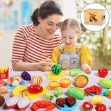 88PCS Cutting Play Food Sets for Kids, Pretend Play Kitchen Toys Accessories with Storage Basket, Plastic Fruits & Vegetables, Educational Toy for Toddlers Girls Boys Birthday Gifts