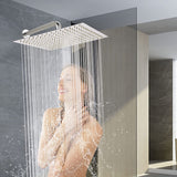 Rain Shower Head, 16 Inch Rainfall Waterfall Shower Head, Stainless Steel High Pressure Square Showerhead with Silicone Nozzle (16, Premium Chrome)
