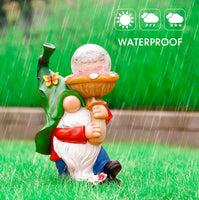 WOGOON Garden Gnome Statue Outdoor Decor, Resin Gnome Figurine Holding Bright Solar-Powered Light Up Glass Orb, Outside Decorations Spring Autumn Art Sculpture Ornaments for Patio Yard Lawn Pond