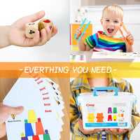 BMAG Counting Bears with Matching Sorting Cups,Pre-School Math Learning Games with 2 Dices,Color Recognition STEM Educational Toy