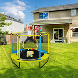 60" Trampoline for Kids, 5FT Indoor Outdoor Trampoline with Enclosure Net, Mini Baby Toddler Trampoline with Basketball Hoop, Recreational Trampolines Birthday Gifts for Children.