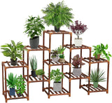 HIMAWEEK Plant Stand Indoor Outdoor, 3Tires 11 Potted Tall Large Wood Plant Shelf, Flower Holder Wooden Plant Rack Multiple Plants Display for Living Room Patio Garden Balcony Office